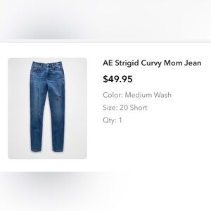 American Eagle Medium Wash Strigid Curvy Mom Jean